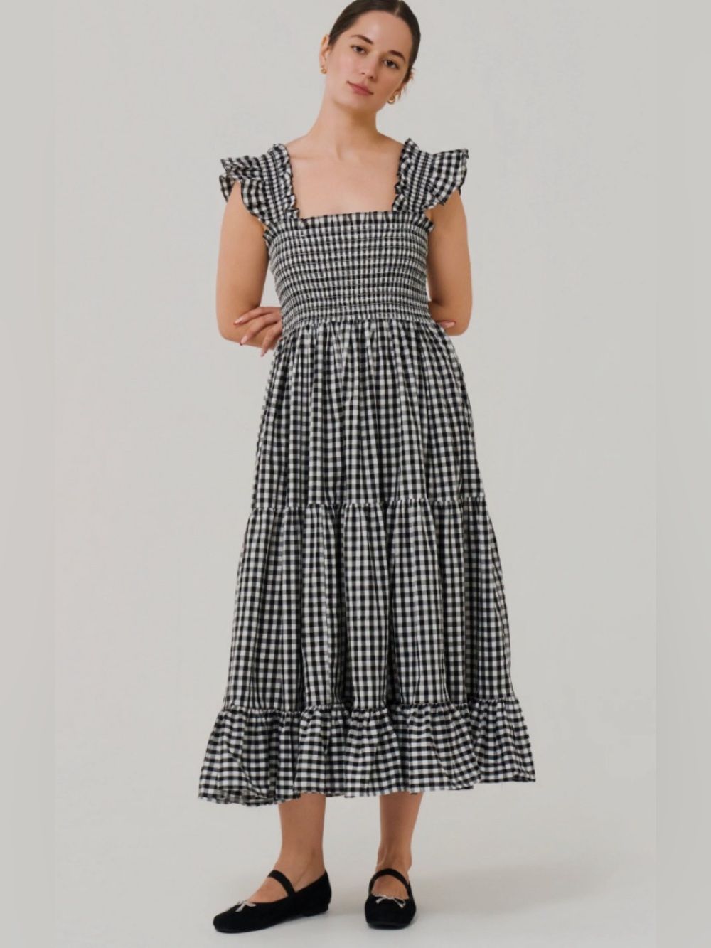 Cider black white plaid gingham dress medium